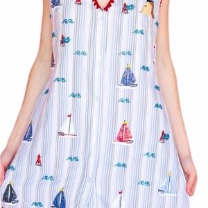 QUEEN OF SPARKLES Striped Sailboat V Neck Tank Dress